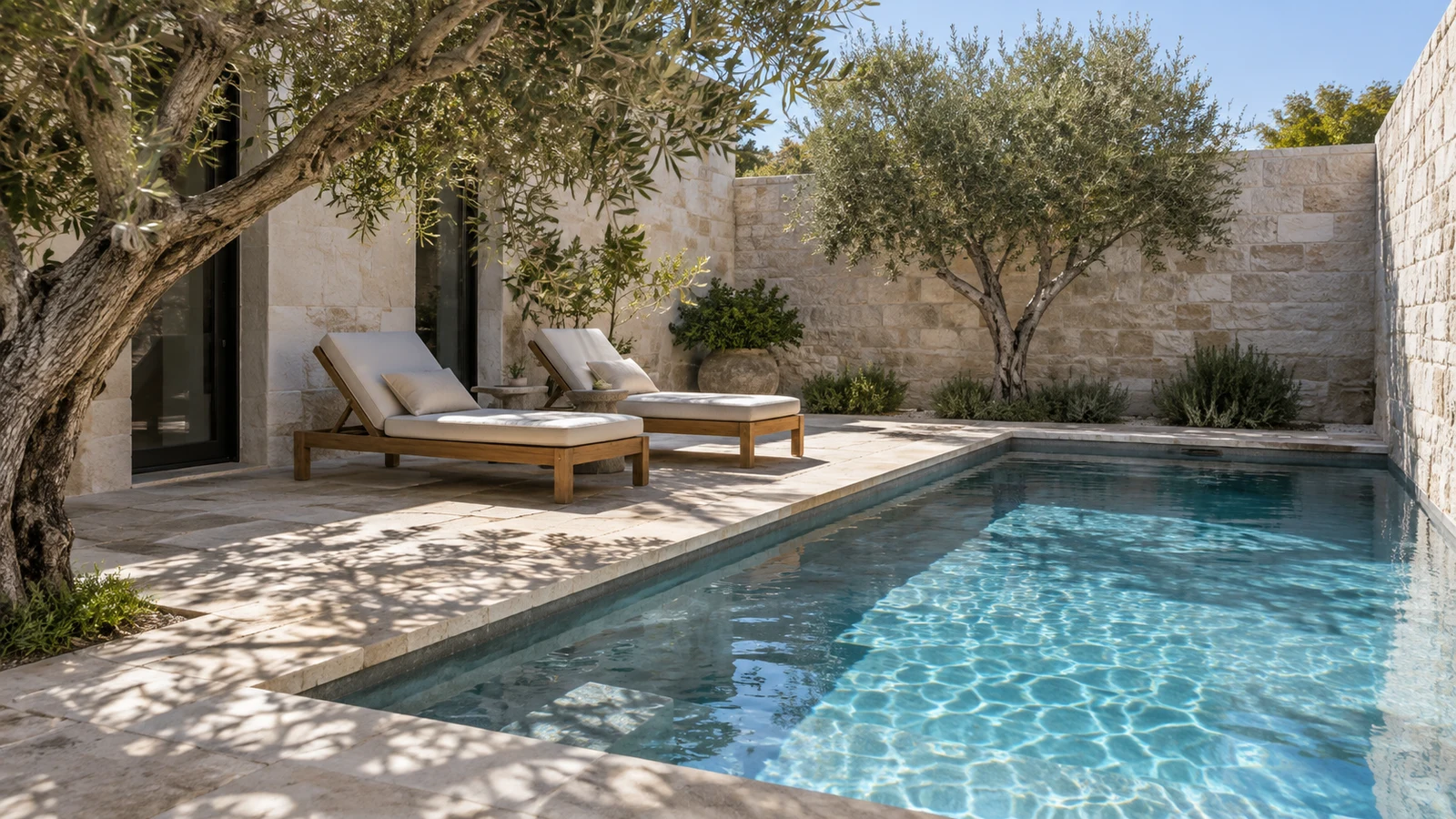 Under the olive trees, a courtyard pool design concept in Fremantle